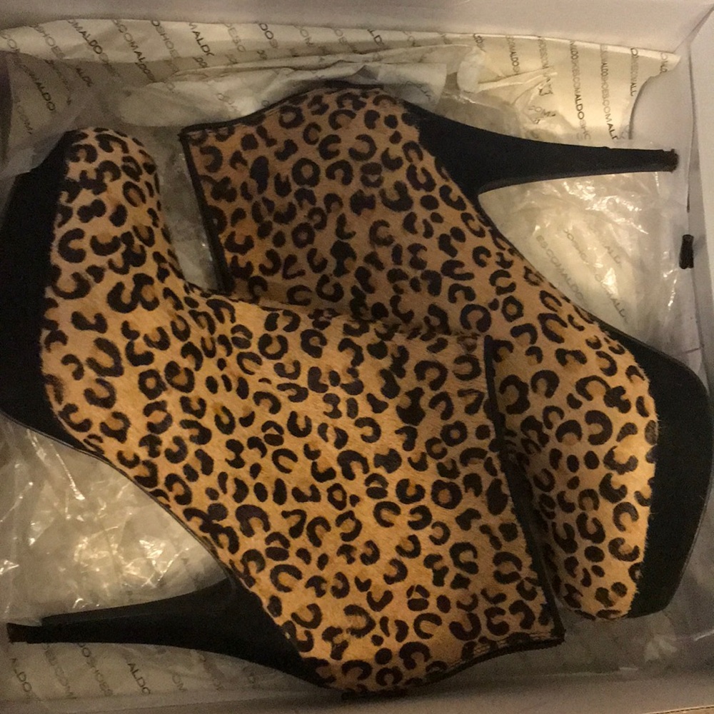 Leopard print booties